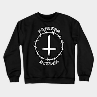 Saint Peter Upside Down Cross Barbed Wire Gothic Pocket Crewneck Sweatshirt